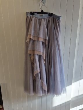Anthropologie Layered Tulle Midi Skirt in Lavender and Blush